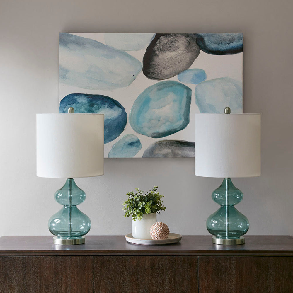 Curved Glass Table Lamps, Set of 2