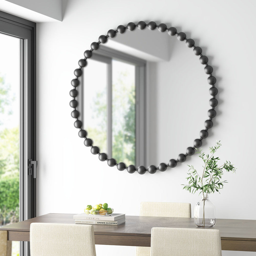 Beaded Iron Round Wall Mirror