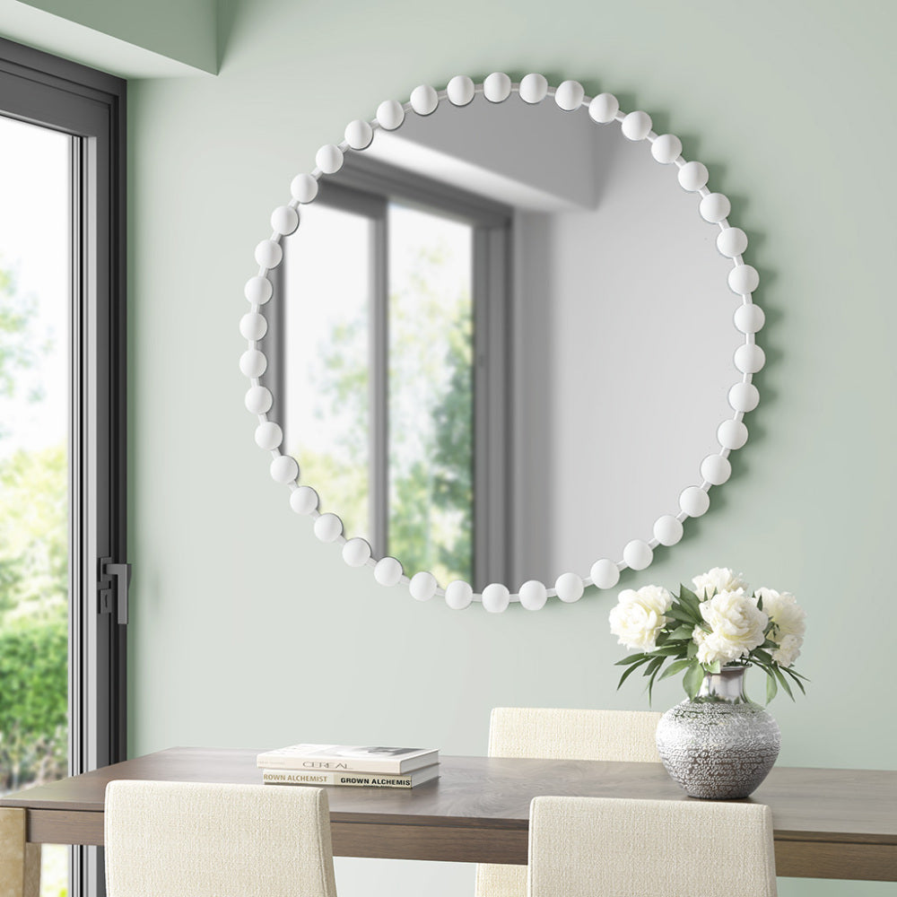 Beaded Iron Round Wall Mirror