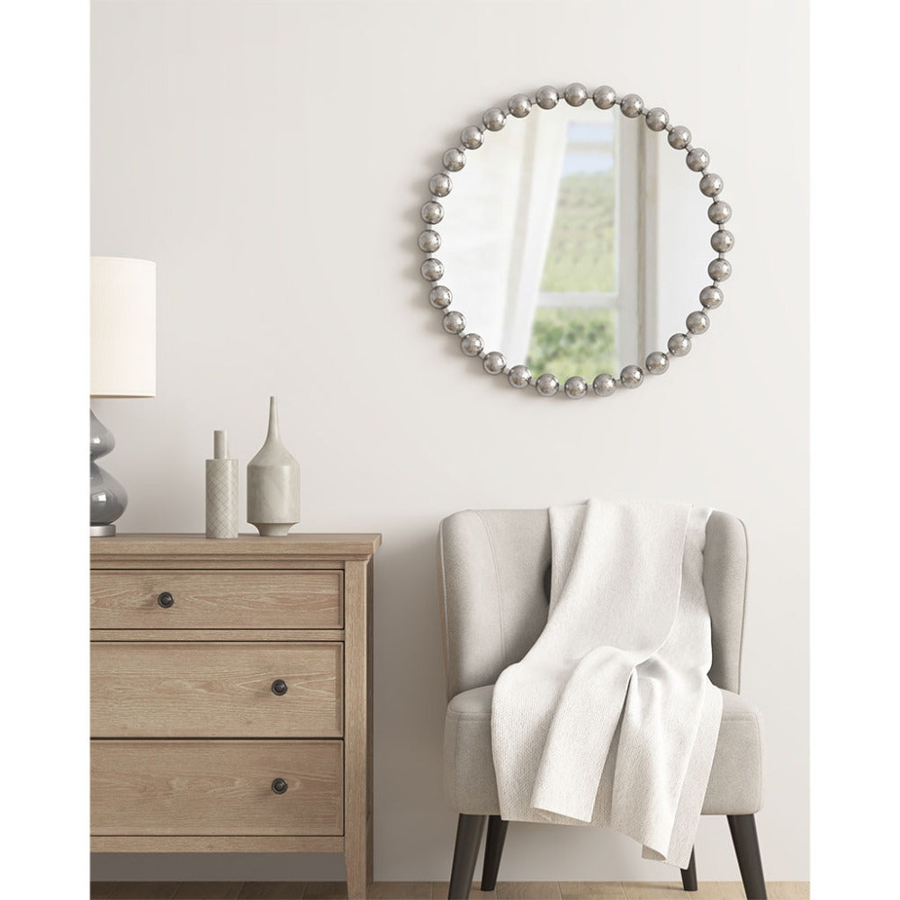 Beaded Iron Round Wall Mirror