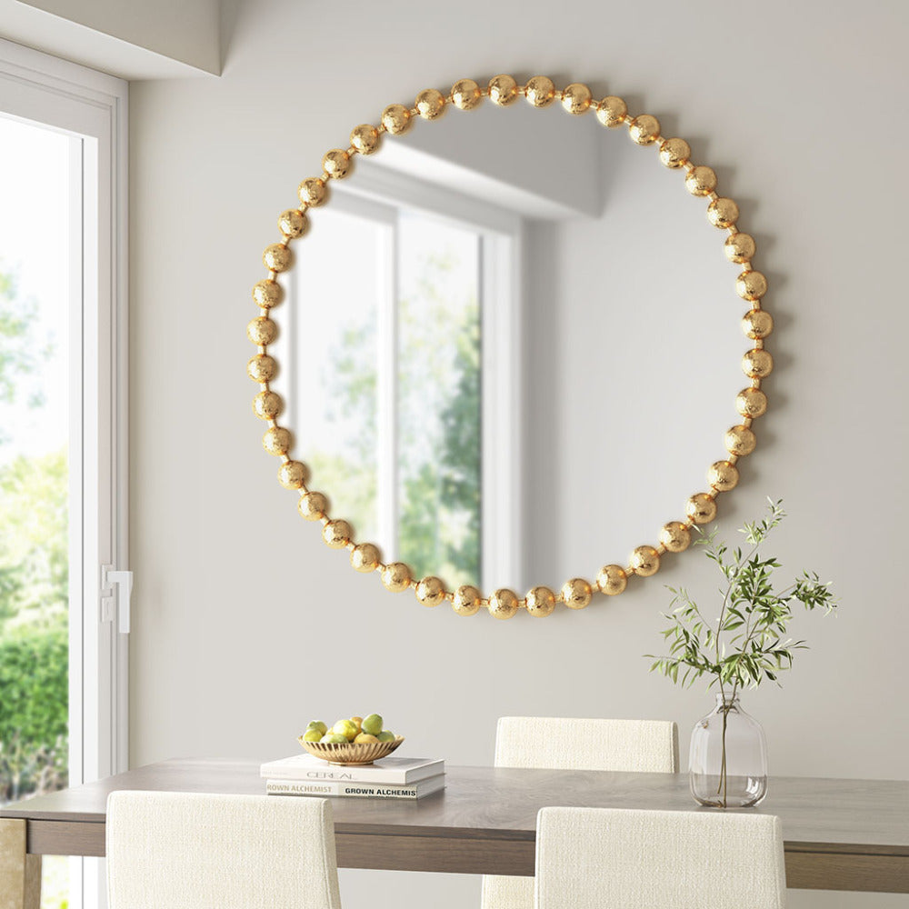 Beaded Iron Round Wall Mirror