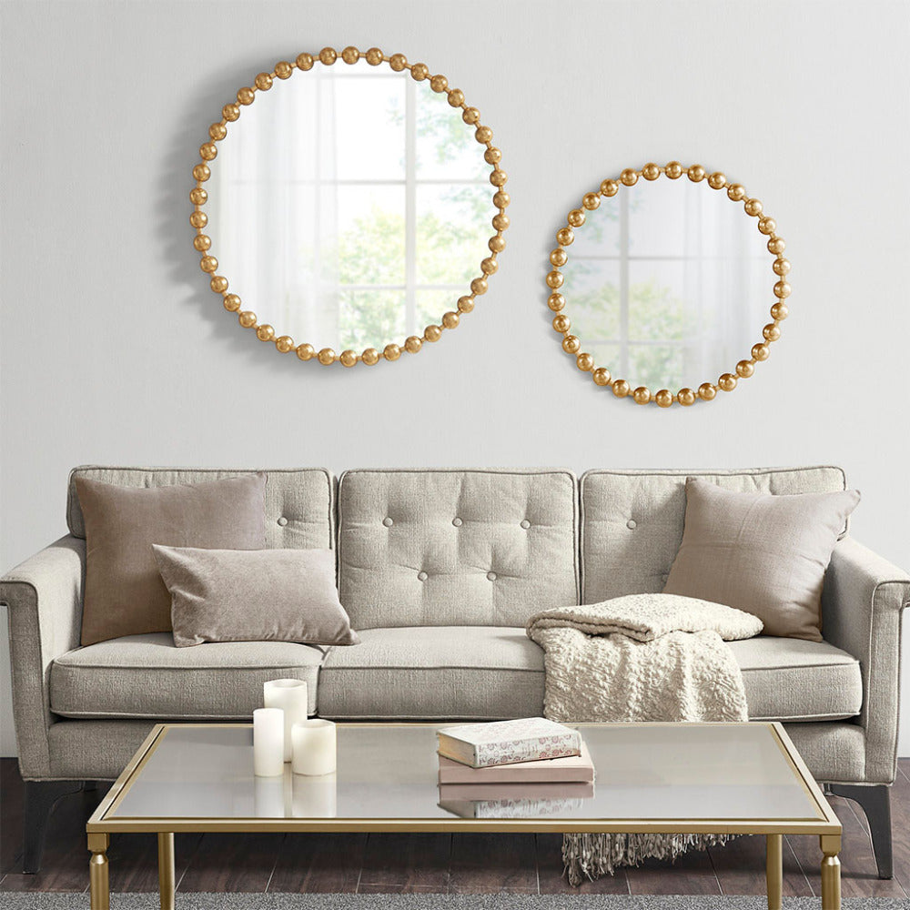 Beaded Iron Round Wall Mirror
