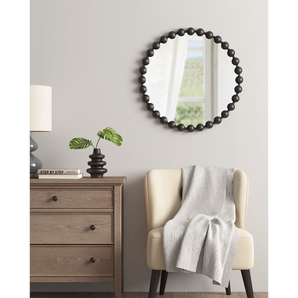 Beaded Iron Round Wall Mirror