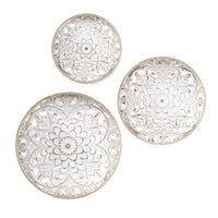 Carved Floral Medallions, Set of 3