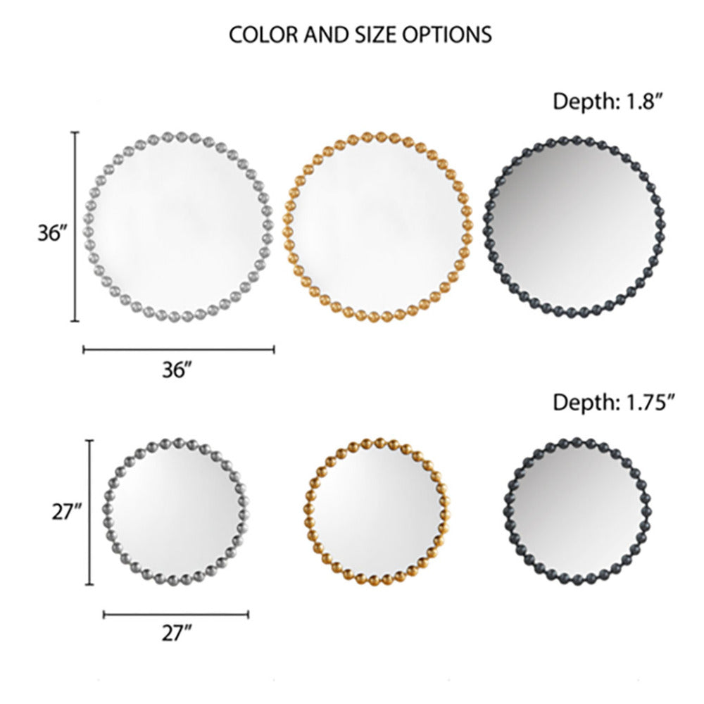 Beaded Iron Round Wall Mirror