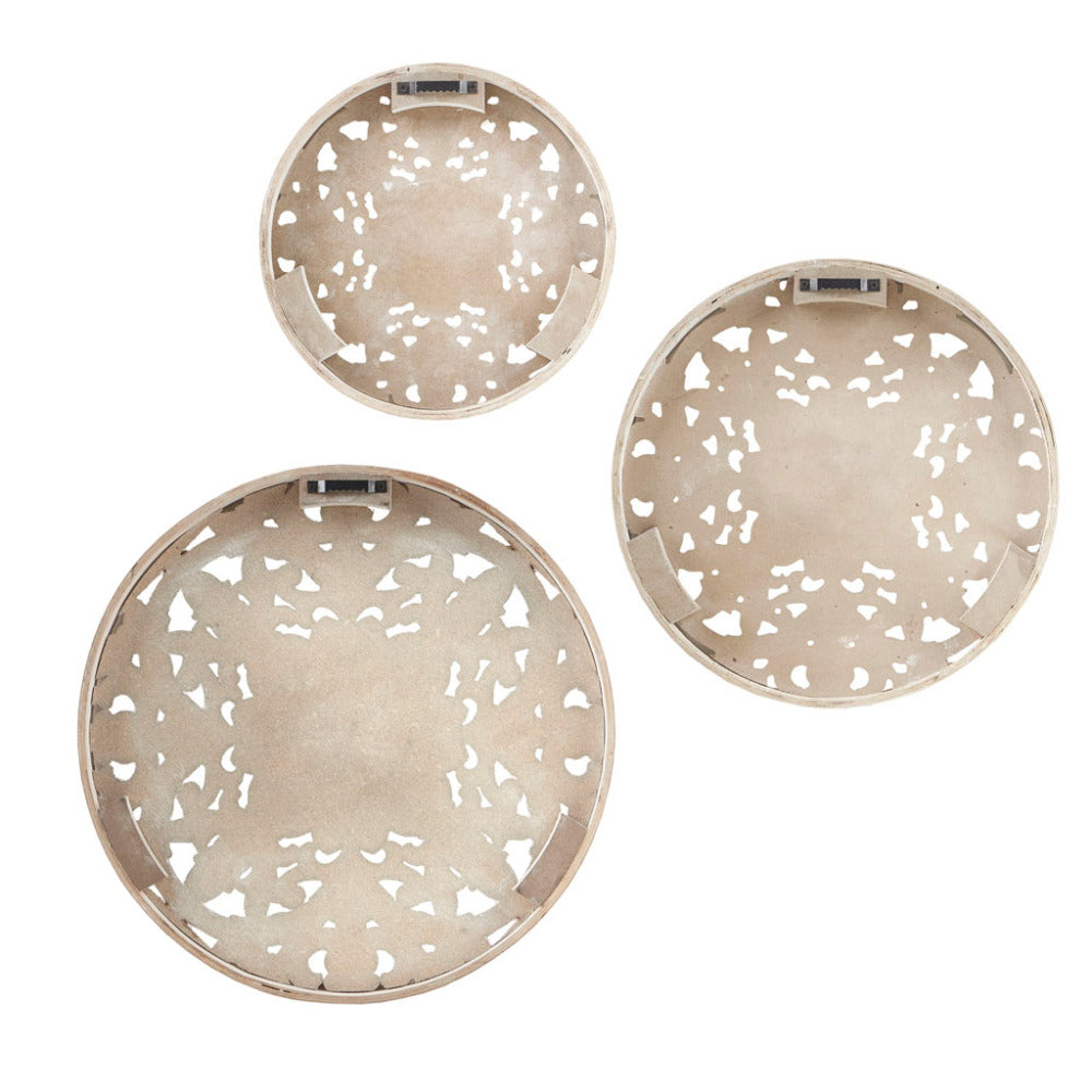Carved Floral Medallions, Set of 3