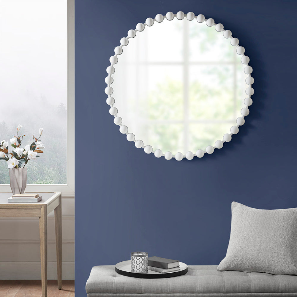 Beaded Iron Round Wall Mirror