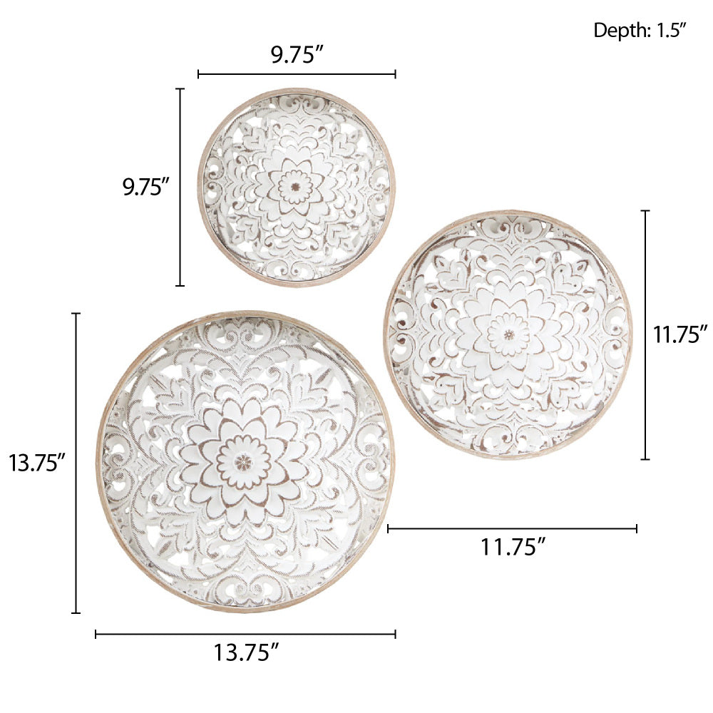 Carved Floral Medallions, Set of 3