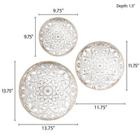 Carved Floral Medallions, Set of 3