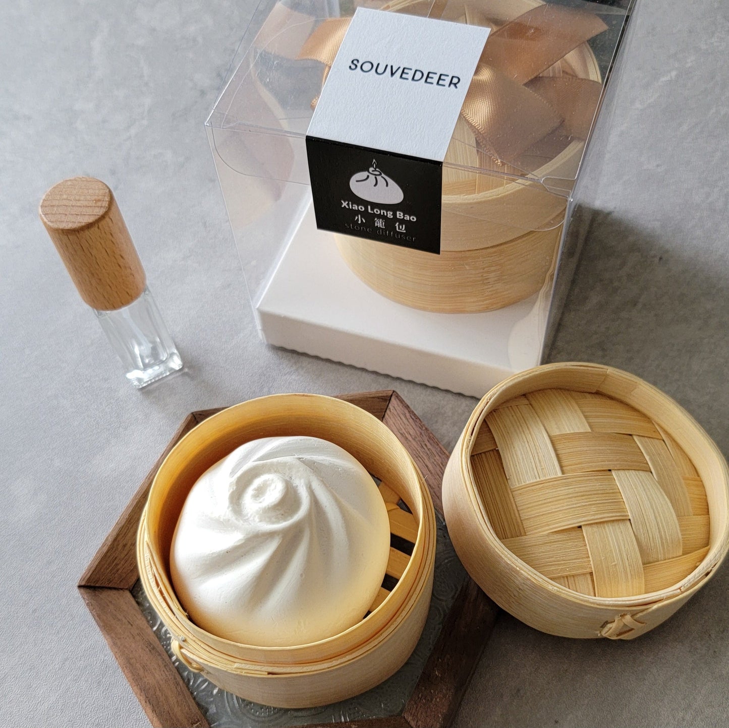 Bao Diffuser Stone & Bamboo Steamer Set