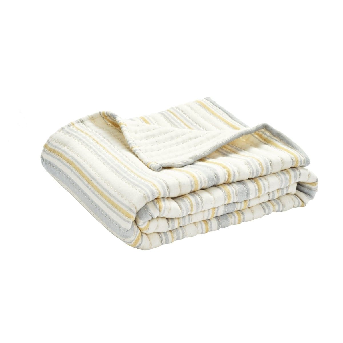 Stripe Kantha Pick Stitch Cotton Woven Throw