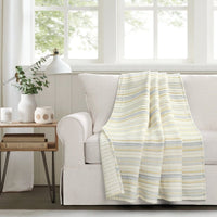 Stripe Kantha Pick Stitch Cotton Woven Throw