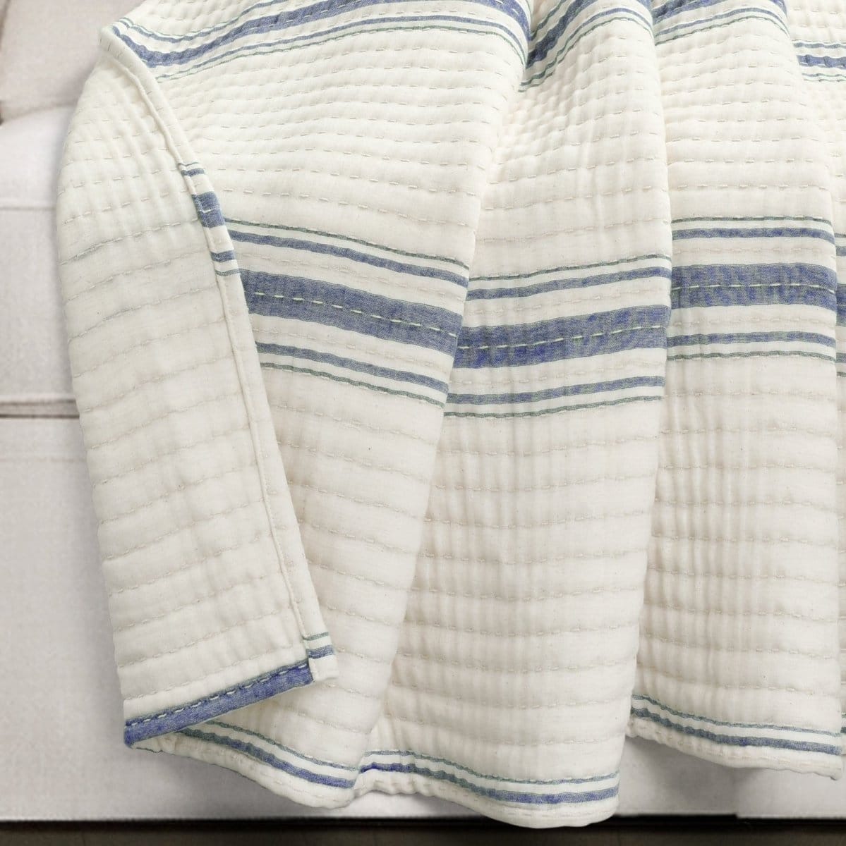 Farmhouse Stripe Kantha Cotton Woven Throw