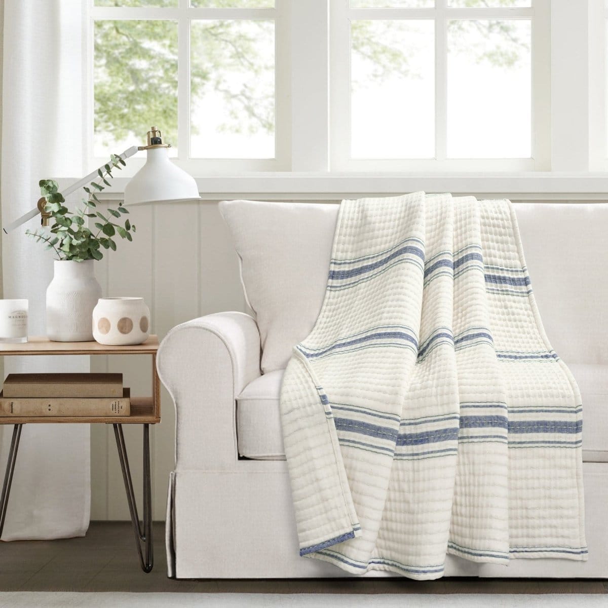 Farmhouse Stripe Kantha Cotton Woven Throw