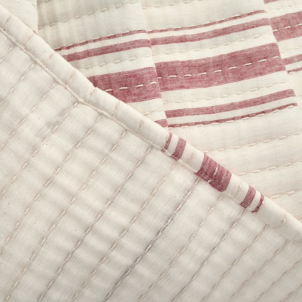 Farmhouse Stripe Kantha Cotton Woven Throw