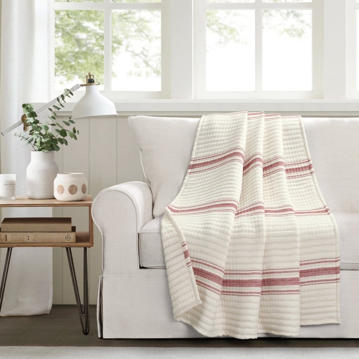 Farmhouse Stripe Kantha Cotton Woven Throw