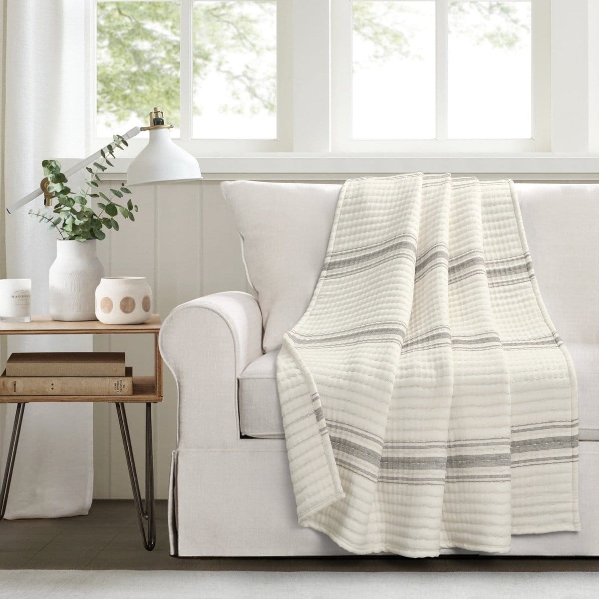 Farmhouse Stripe Kantha Cotton Woven Throw
