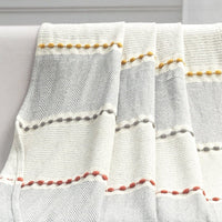 Herringbone Stripe Cotton Woven Tassel Throw