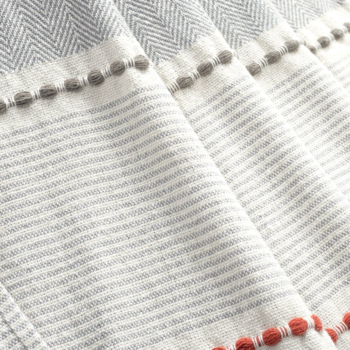 Herringbone Stripe Cotton Woven Tassel Throw