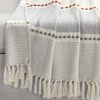 Herringbone Stripe Cotton Woven Tassel Throw