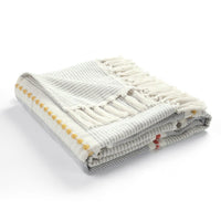 Herringbone Stripe Cotton Woven Tassel Throw