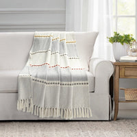 Herringbone Stripe Cotton Woven Tassel Throw