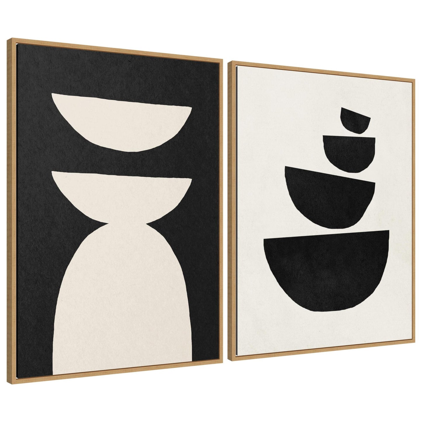 White and Black Geometric - Framed Print Set