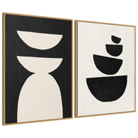 White and Black Geometric - Framed Print Set