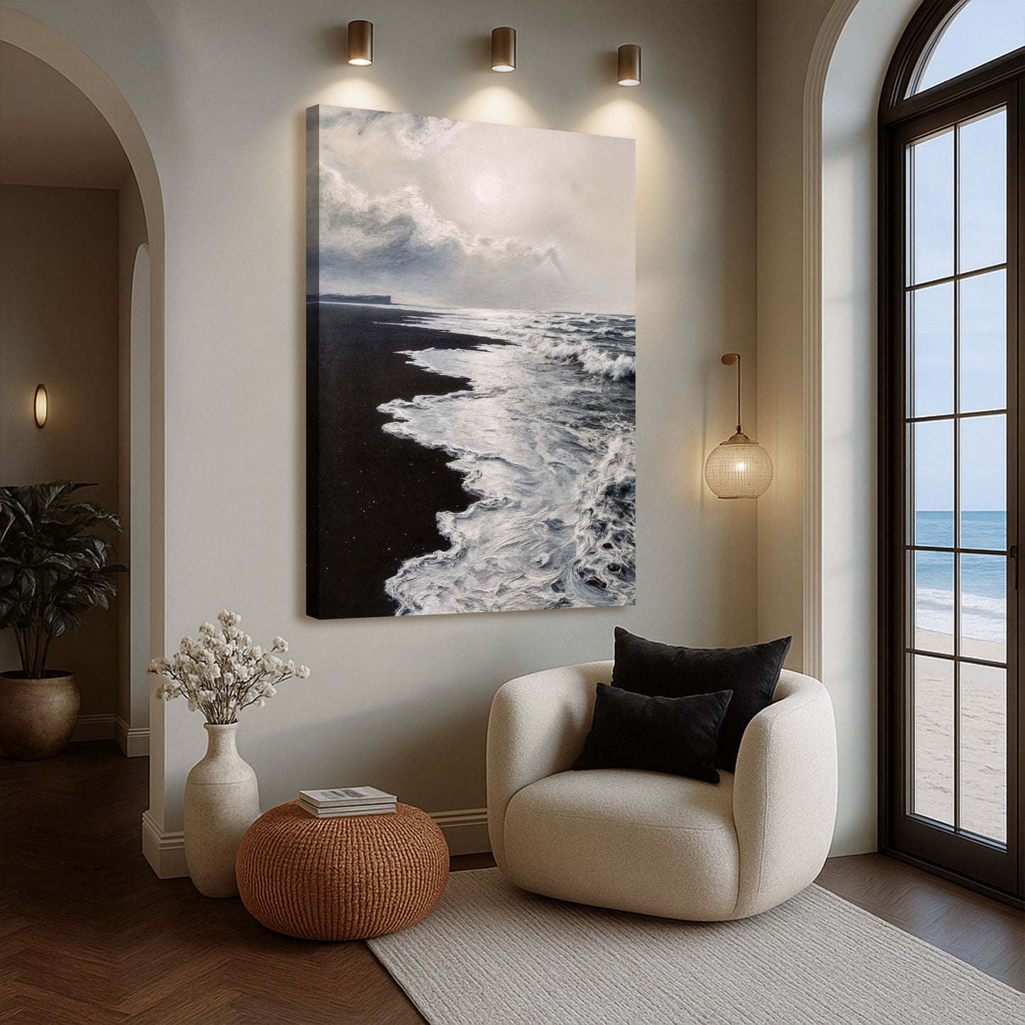Black & White Waves - Canvas Print