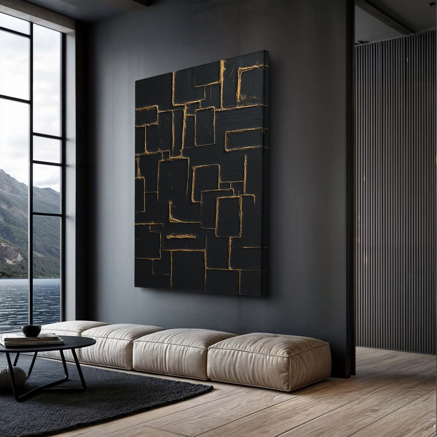 Contemporary Black and Gold - Canvas Print