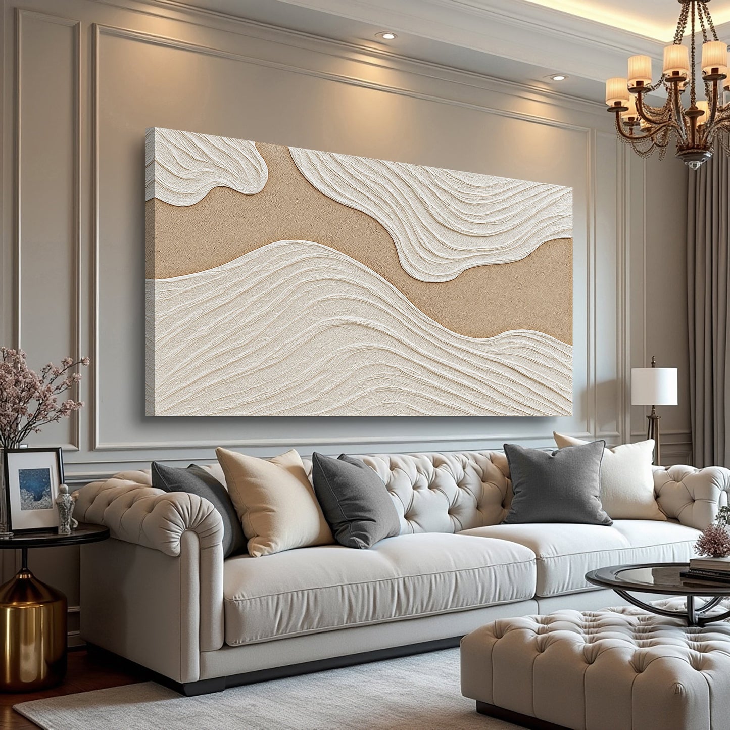 Cream Textured - Canvas Print