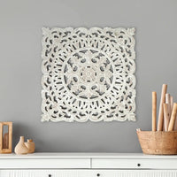 White Square Wood Wall Decor