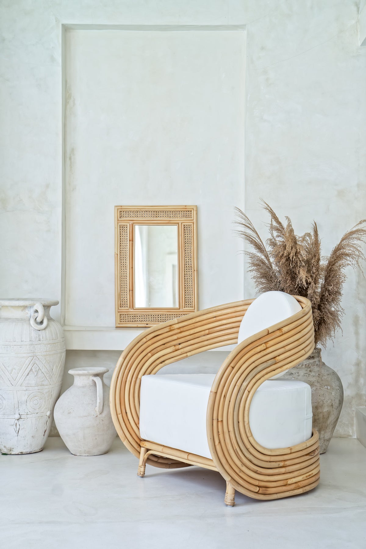 Rattan Rectangular Wall Mirror Natural - 28x19"