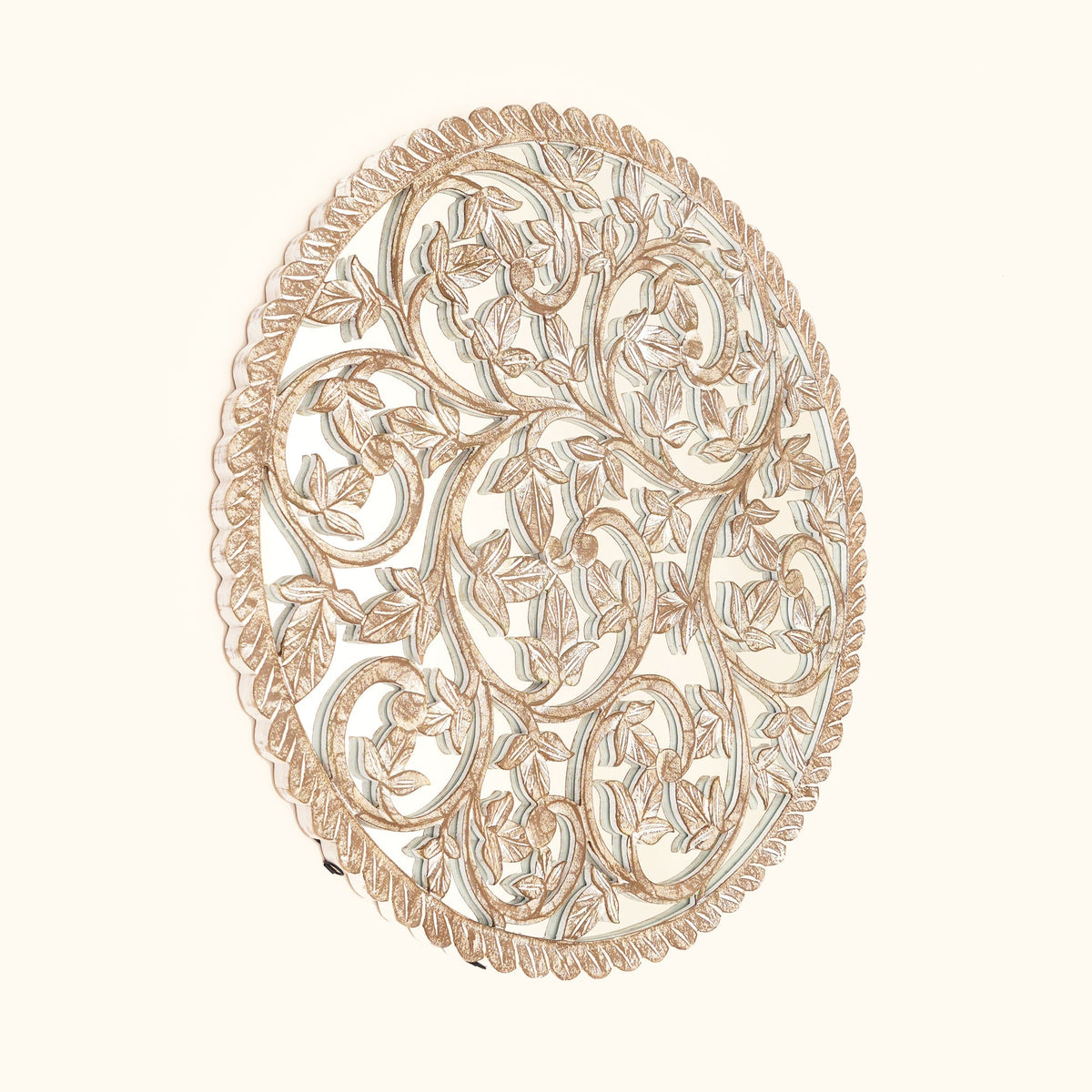 Round Wood Handcarved Wall Panel - 36"