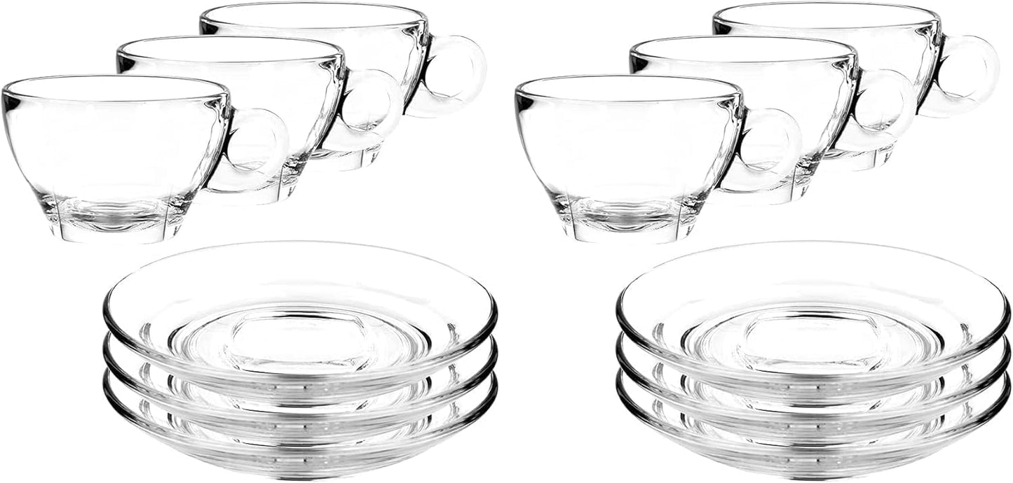 Glass Latte Cup and Saucer - Set of 6, 12 or 24