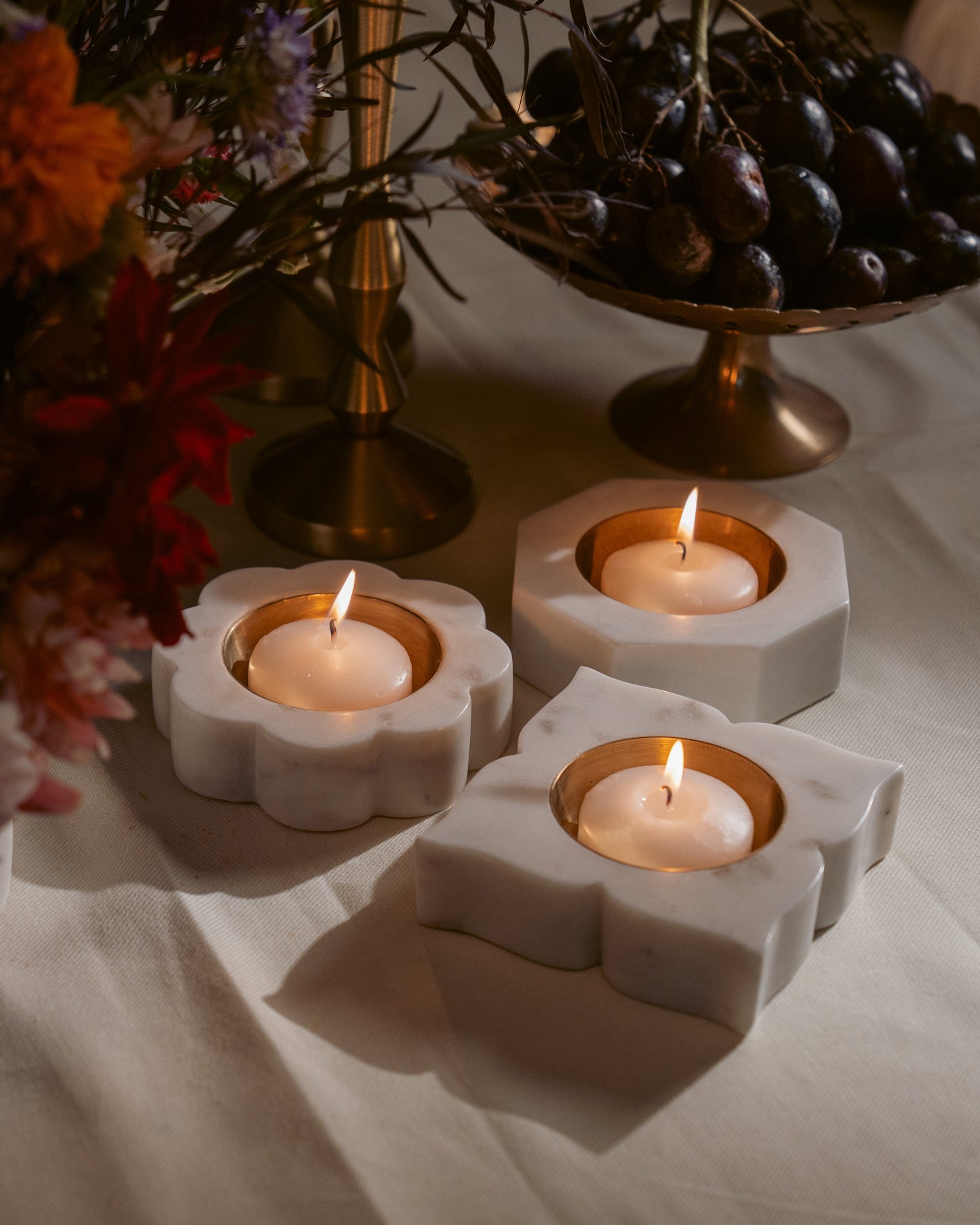 Marble Candleholder Trio