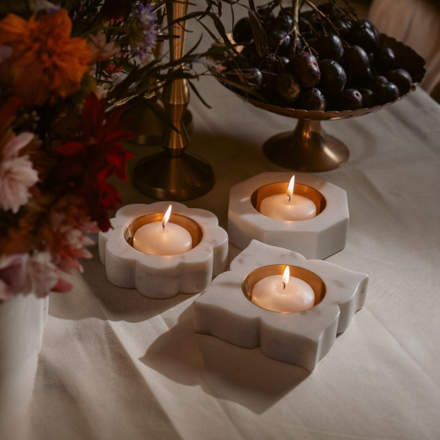 Marble Candleholder Trio
