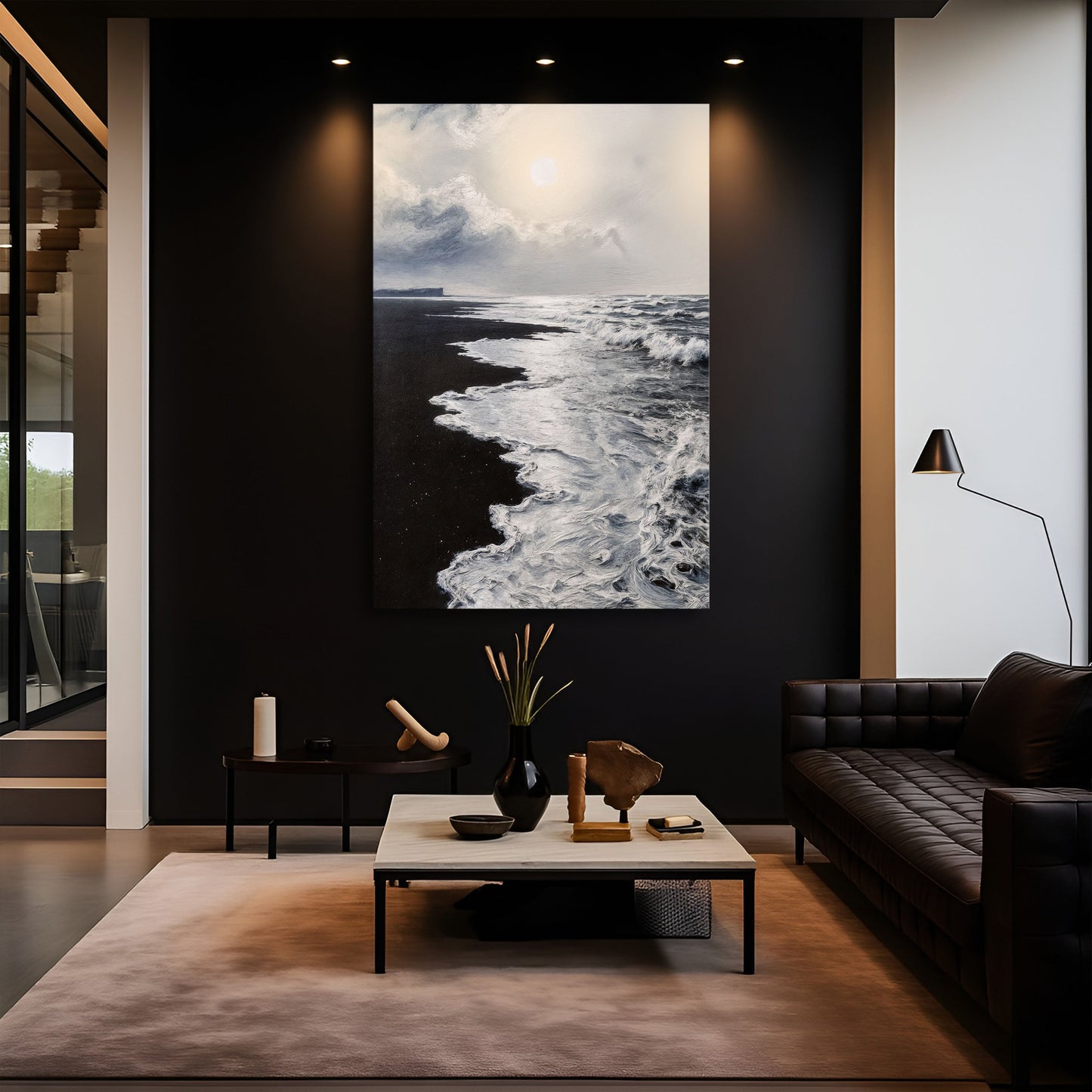 Black & White Waves - Canvas Print
