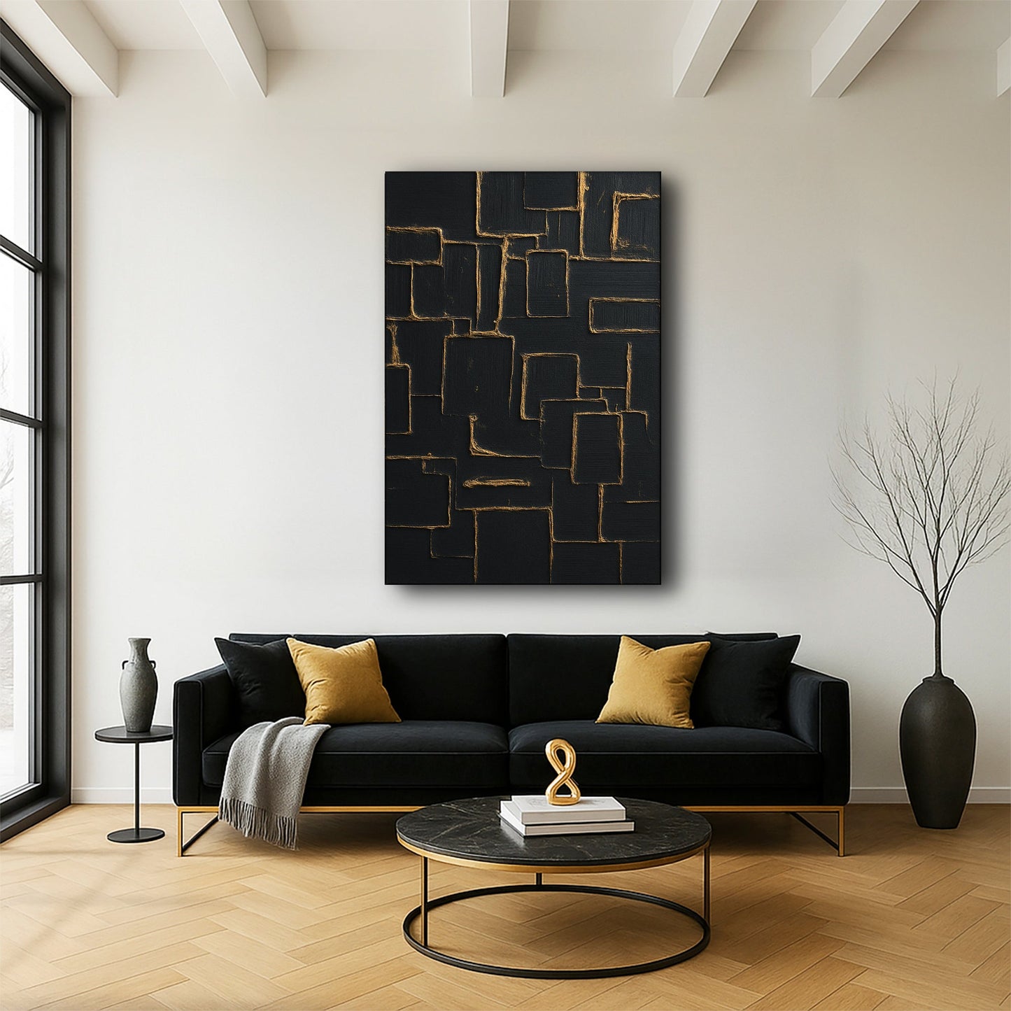 Contemporary Black and Gold - Canvas Print