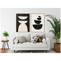 White and Black Geometric - Framed Print Set