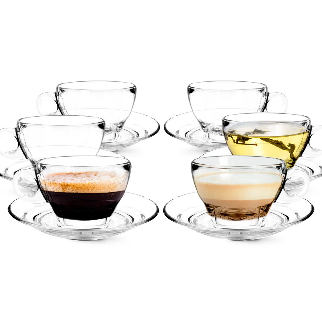 Glass Latte Cup and Saucer - Set of 6, 12 or 24