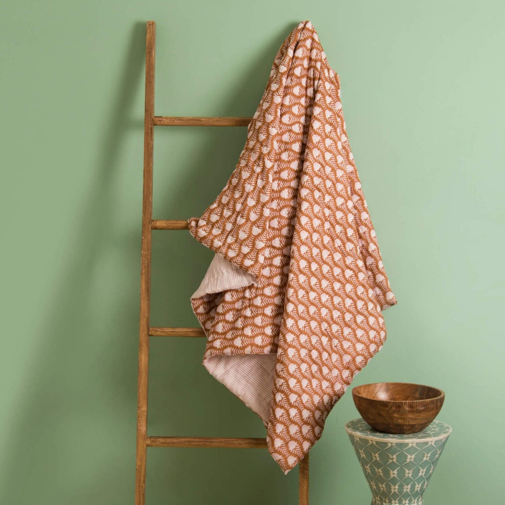 Tulip Block Print Cotton Throw