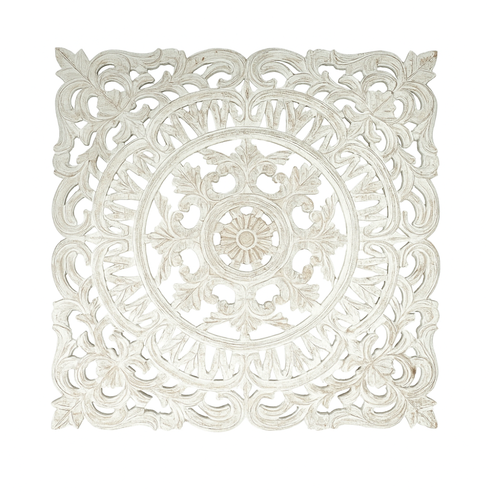 White Square Wood Wall Decor
