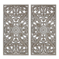 Lotus Carved Wall Panels, Set of 2