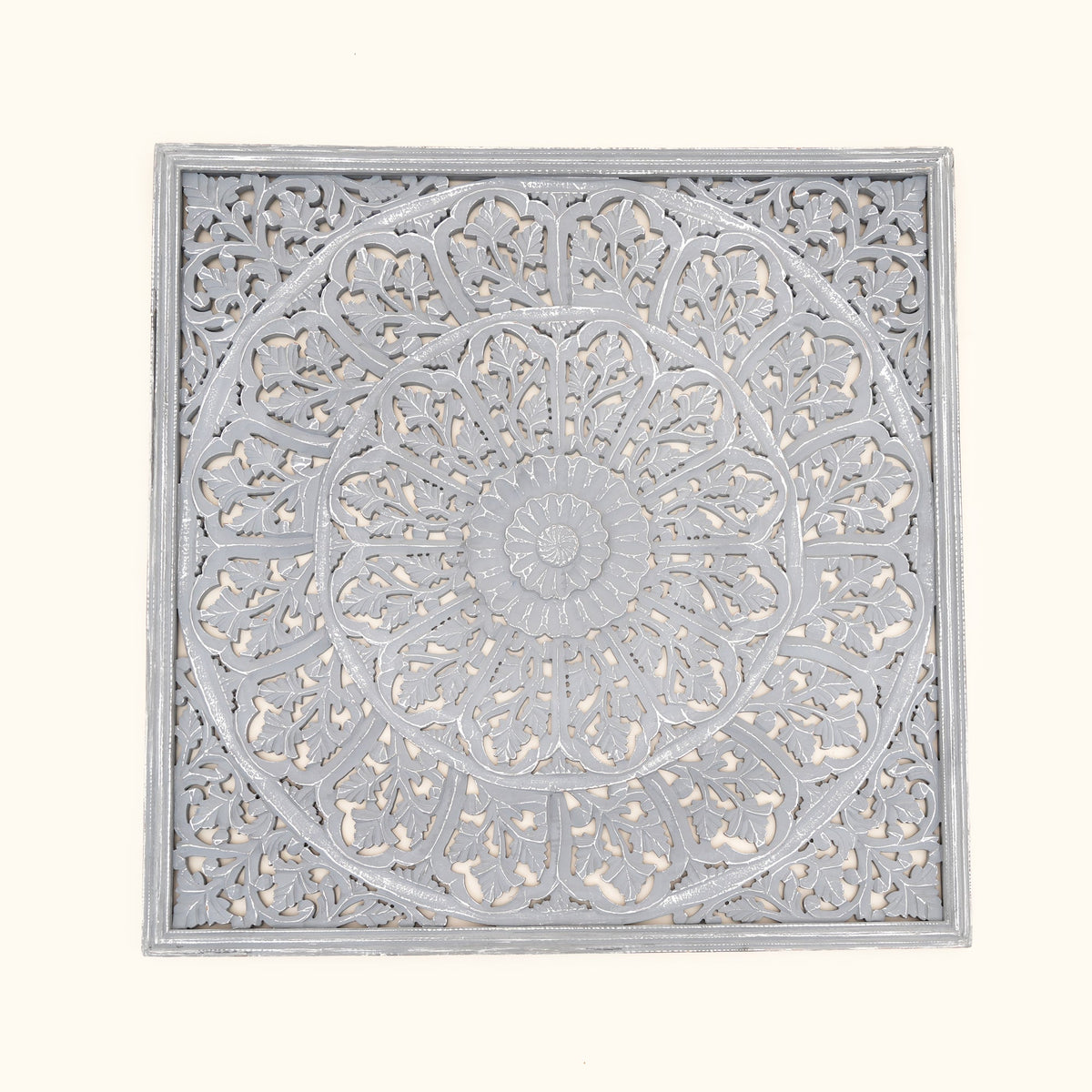 Mandala Handcarved Wood Wall Art - 48x48"