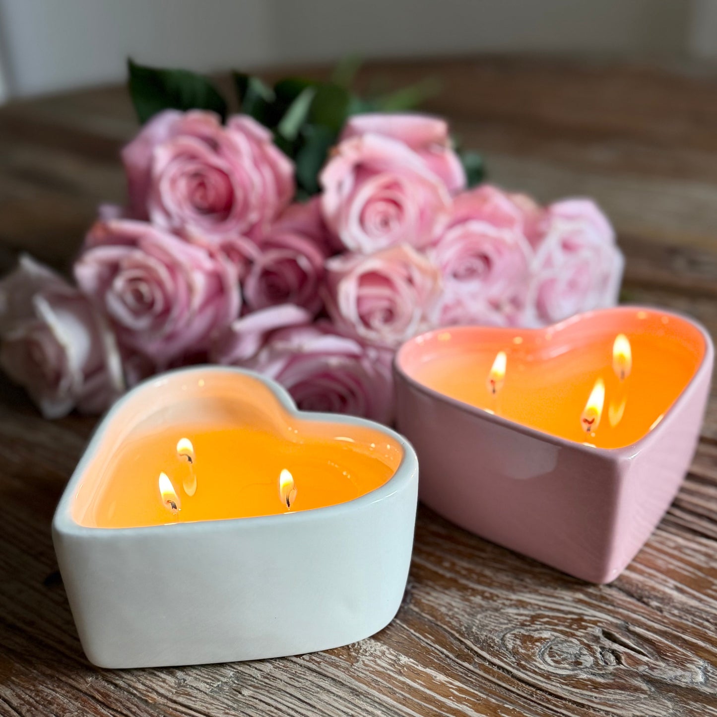 Cream Ceramic Heart Candle