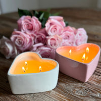 Cream Ceramic Heart Candle