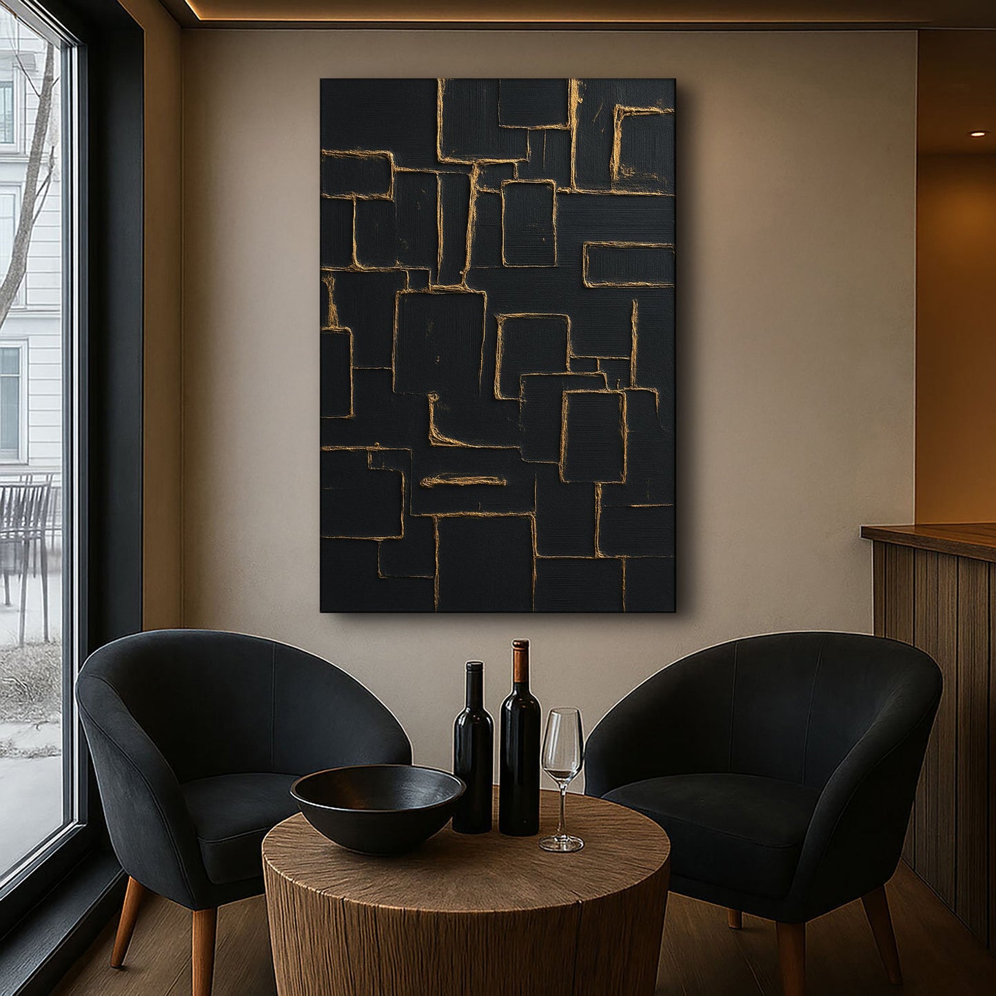 Contemporary Black and Gold - Canvas Print