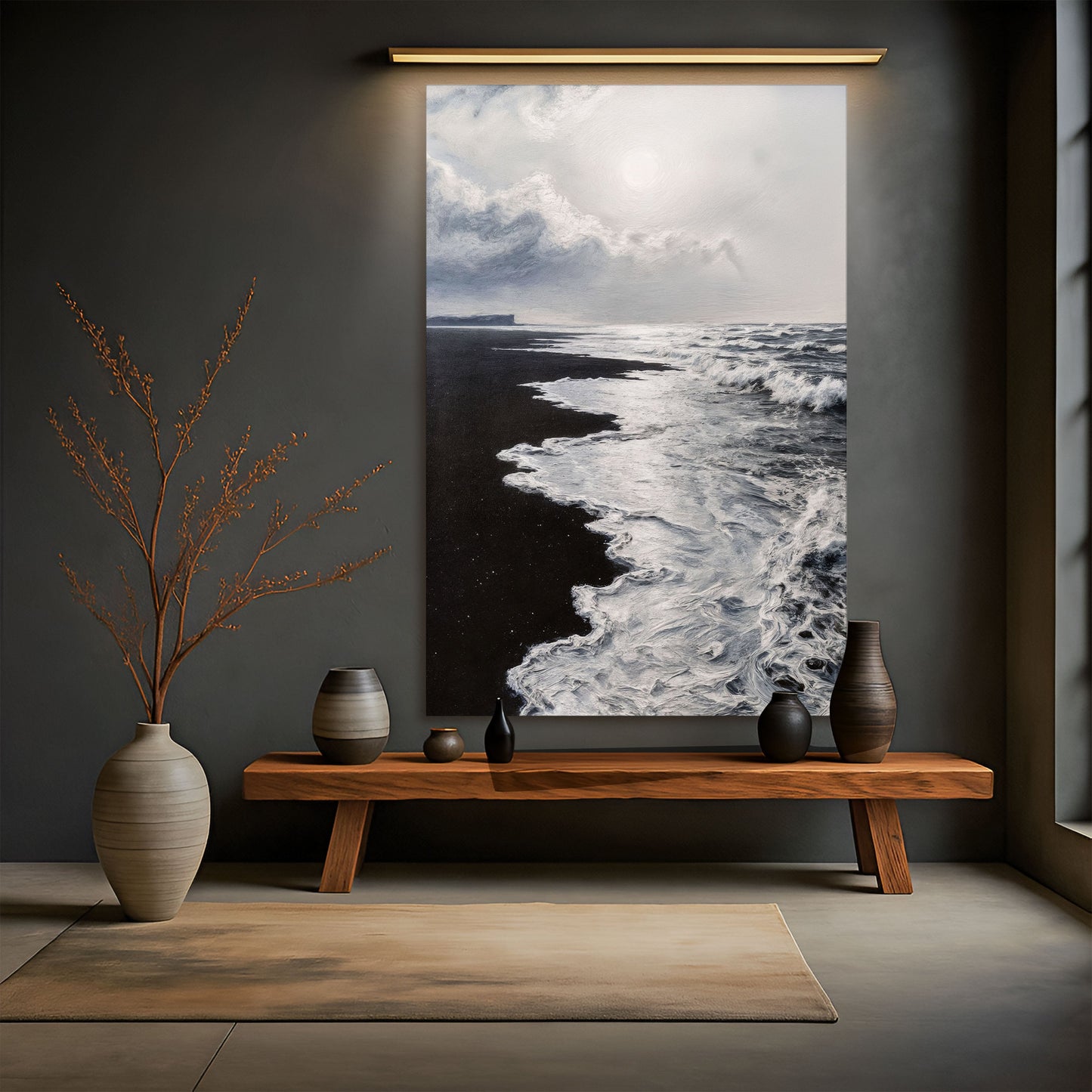 Black & White Waves - Canvas Print