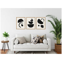Black Geometric Abstracts - Framed Print Set
